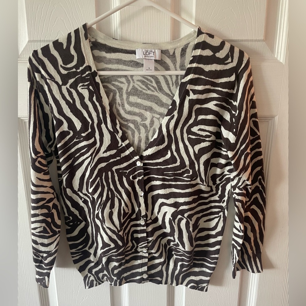 LOFT Zebra Pattern Cardigan